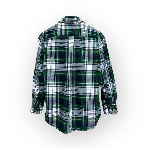 Gap Kids Plaid Flannel Shirt Boy’s Size L/ 10-11 yrs, Green Navy Blue - Picture 2 of 11